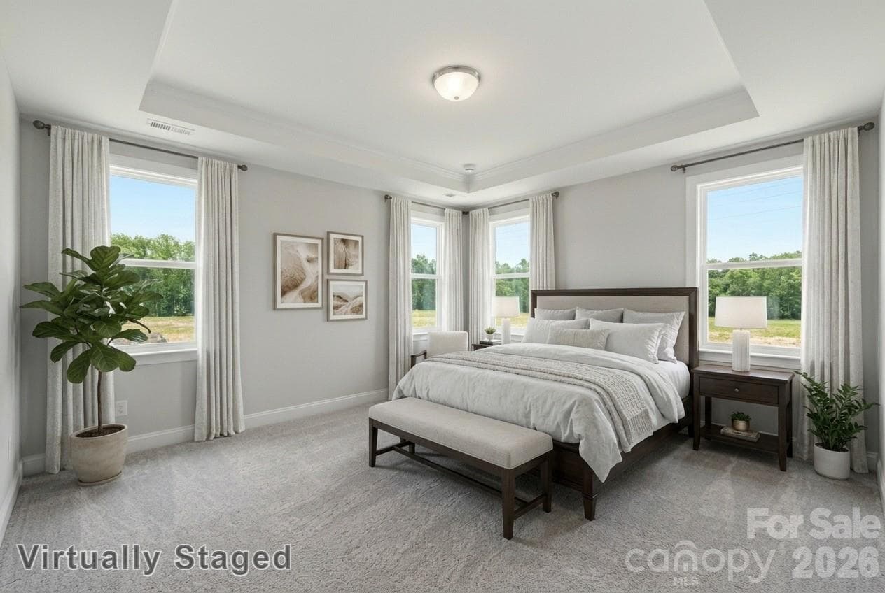 Virtually Staged Primary Bedroom - 15216 First Broad Drive, Huntersville