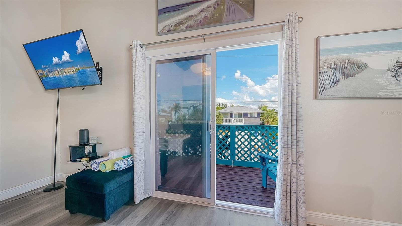 Unit A, sliding glass door to balcony. - 2514 AVENUE B, BRADENTON BEACH