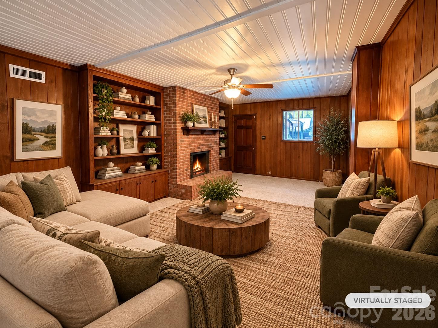 basement den with NEW flooring and ceiling - 92 Greenwood Acres Drive, Mills River
