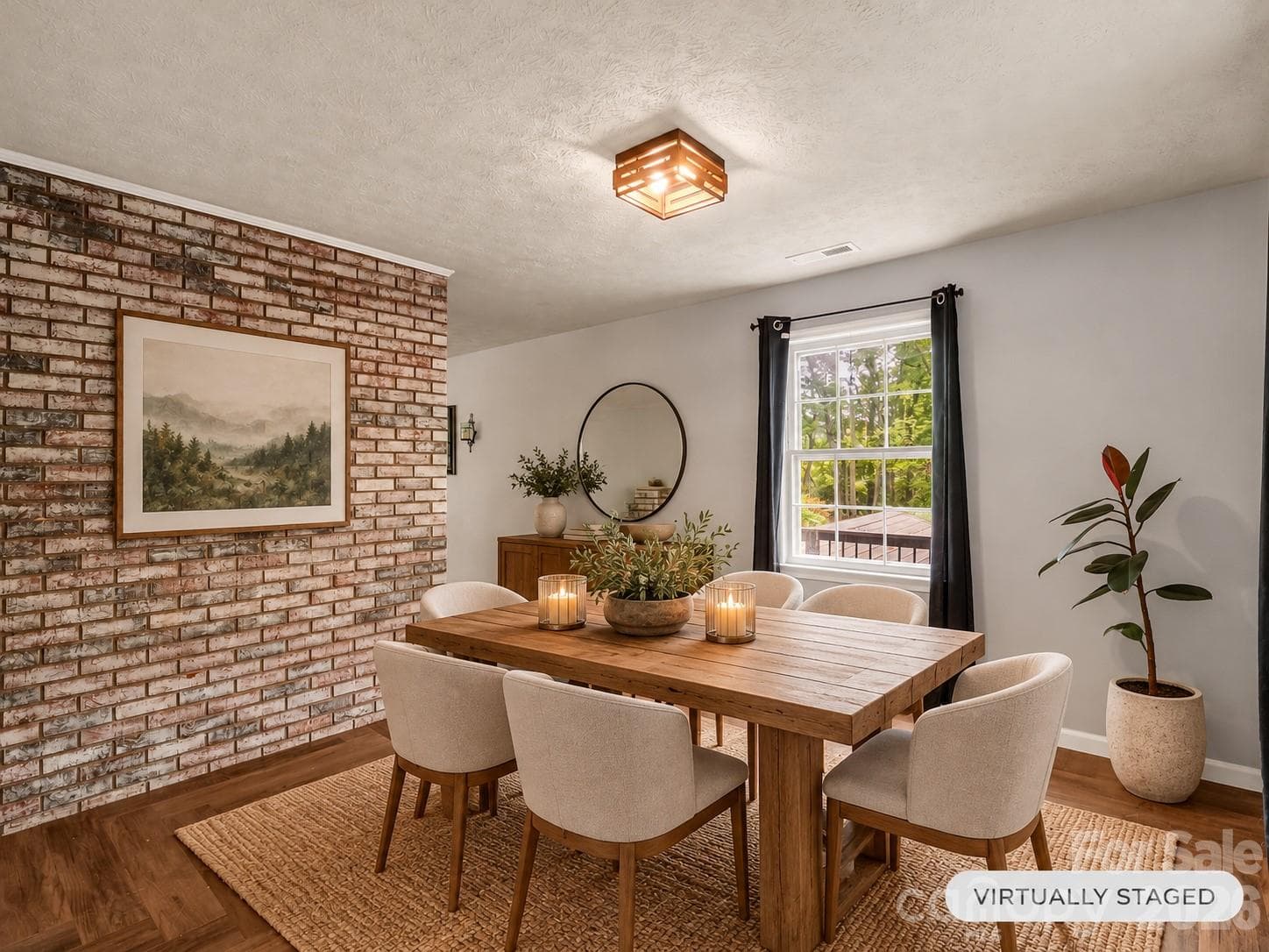 dining room virtually staged - 92 Greenwood Acres Drive, Mills River