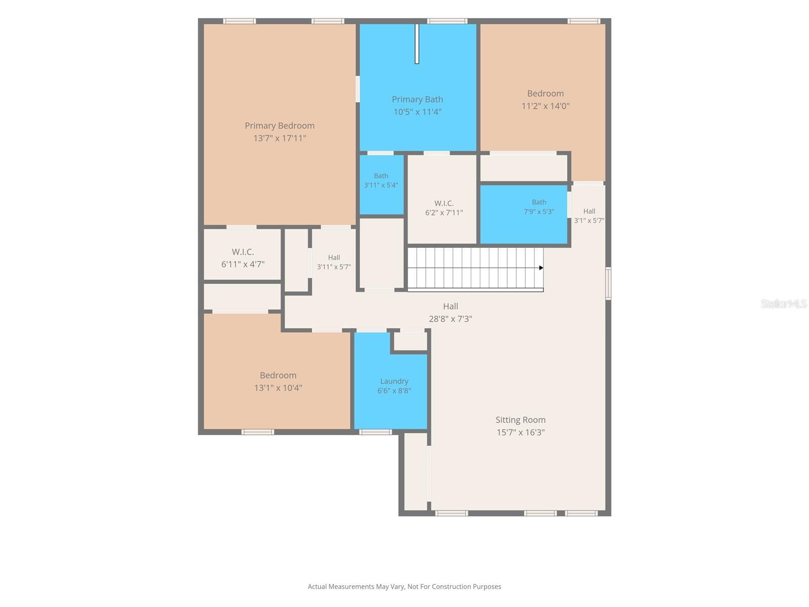 Second-floor plan with dimensions - 5126 Jackel Chase Dr, Wimauma - 5126 JACKEL CHASE DR, WIMAUMA