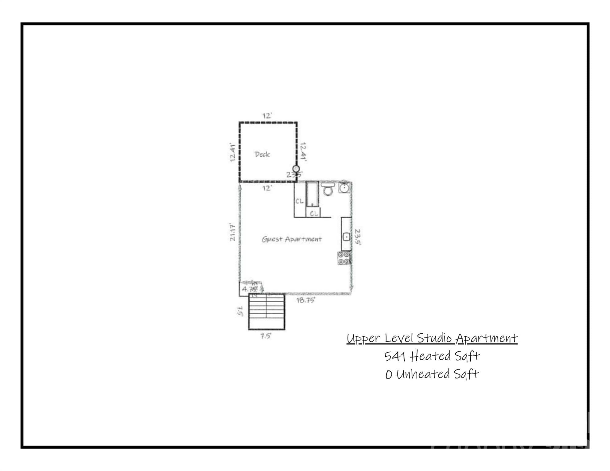 Floor Plan Upper Level Studio Apartment - 14 Sand Bar Drive, Taylorsville