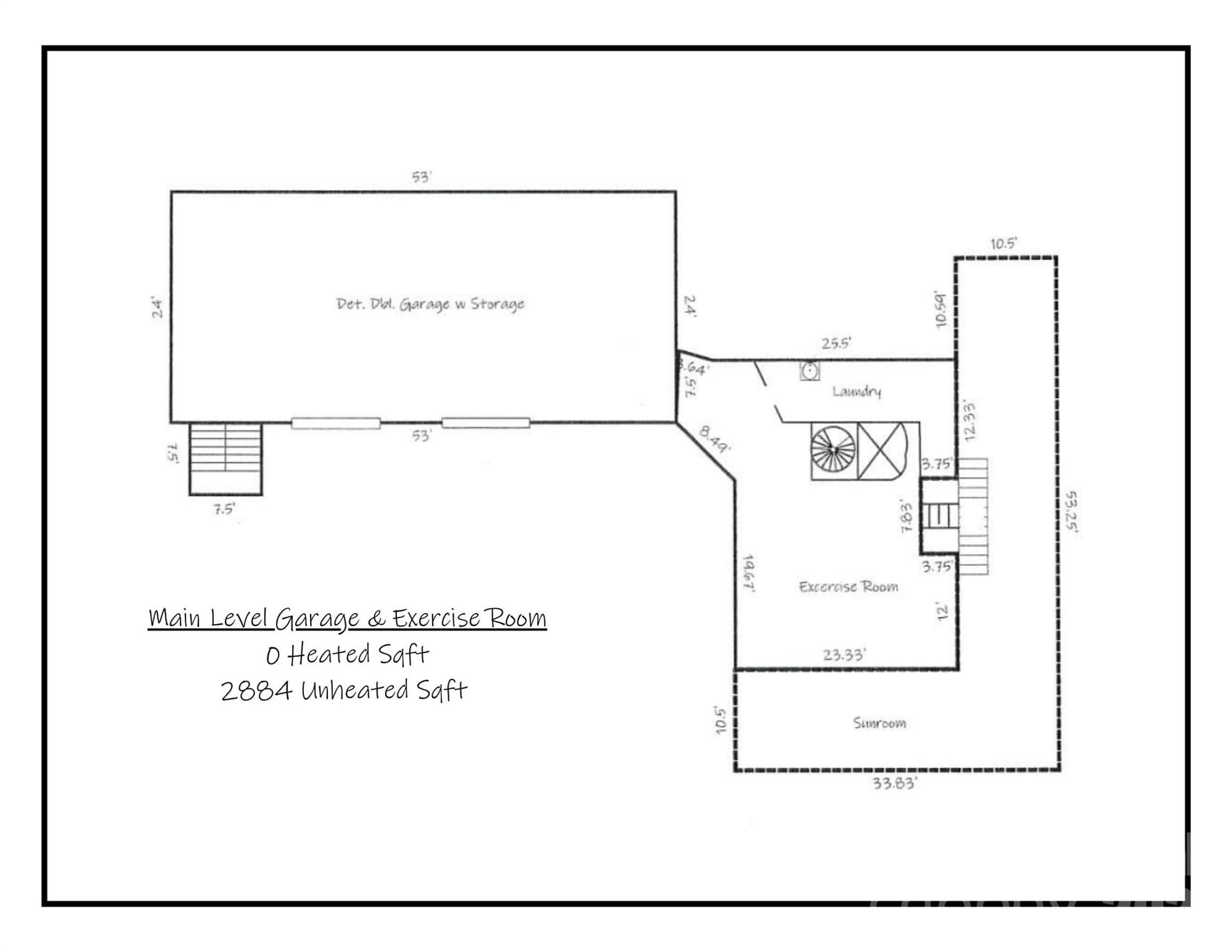 Floor Plan Main Level Garage & Exercise Room - 14 Sand Bar Drive, Taylorsville
