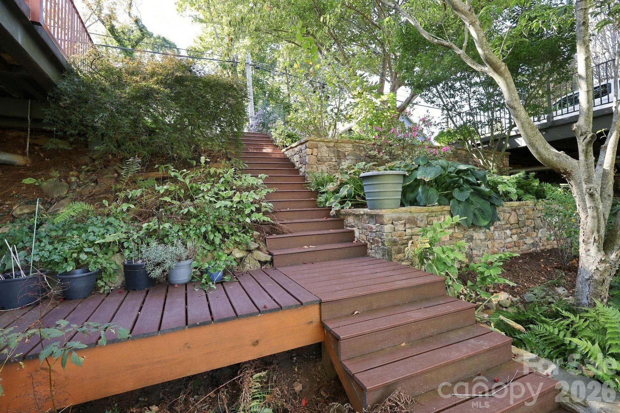 Walkway to lower exterior deck & storage area - 272 Riverview Drive, Asheville