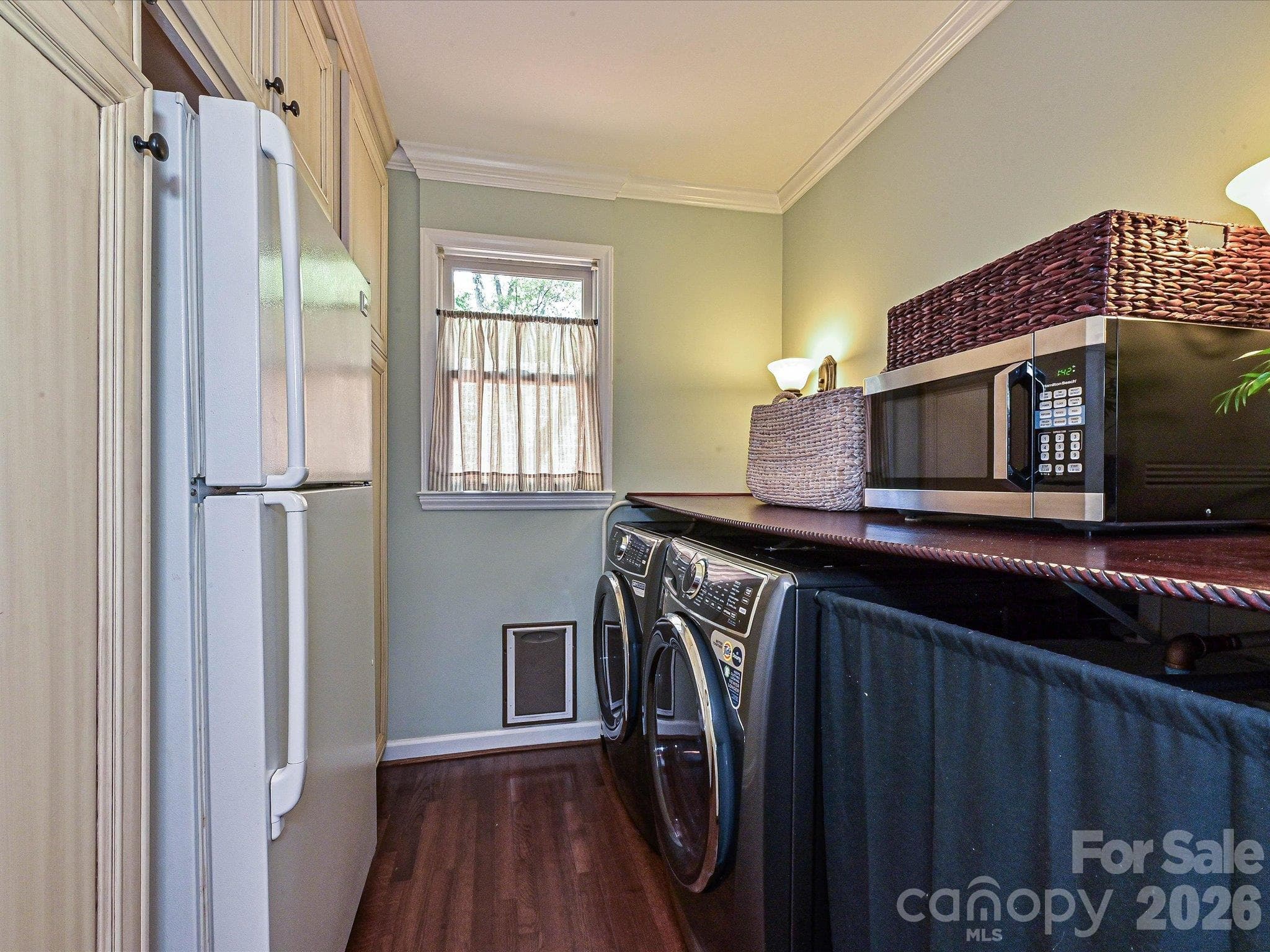 Laundry room and pantry closets with roll outs and spacious counter top - off the kitchen - 4313 Silo Lane, Charlotte