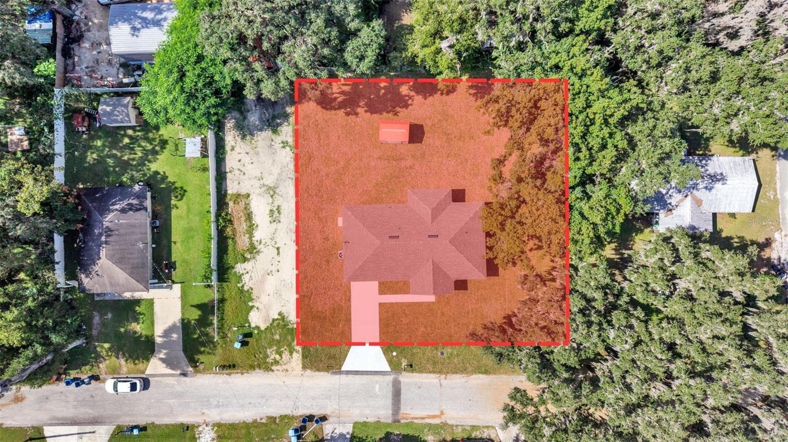 Aerial/ with lot outline - 706 S WALNUT AVE, FORT MEADE