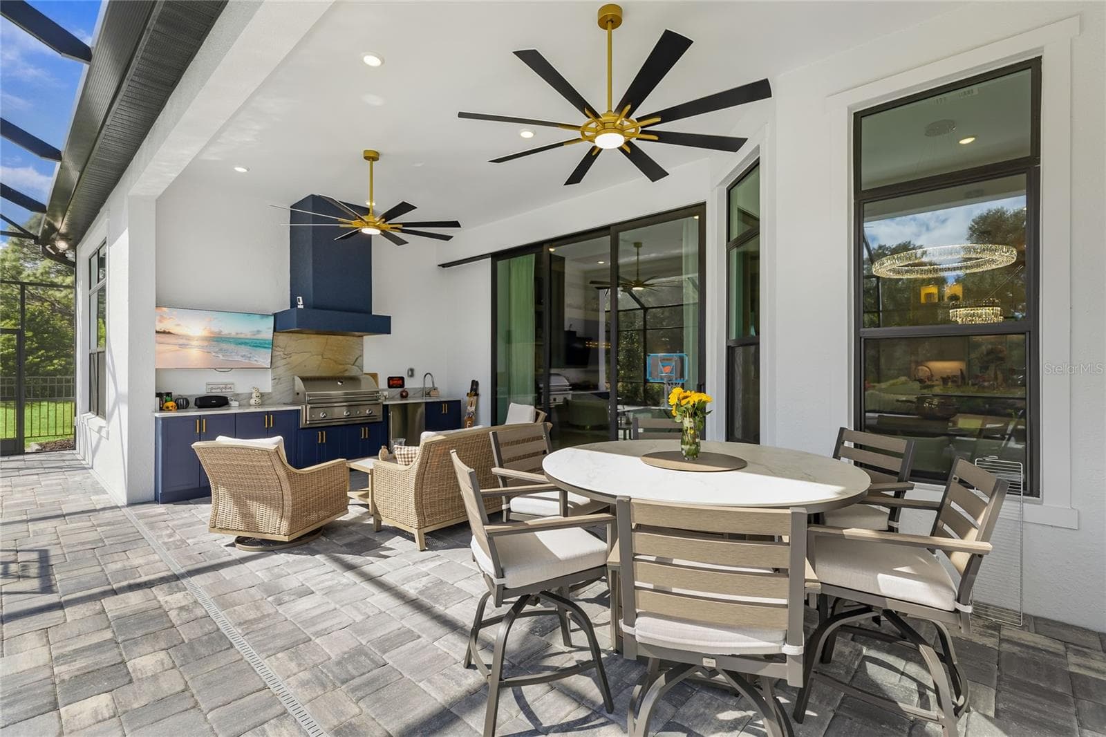 Expansive Lanai, Custom Outdoor Kitchen and Custom Pool and Spa. - 14726 EAGLE BRANCH DR, NOKOMIS