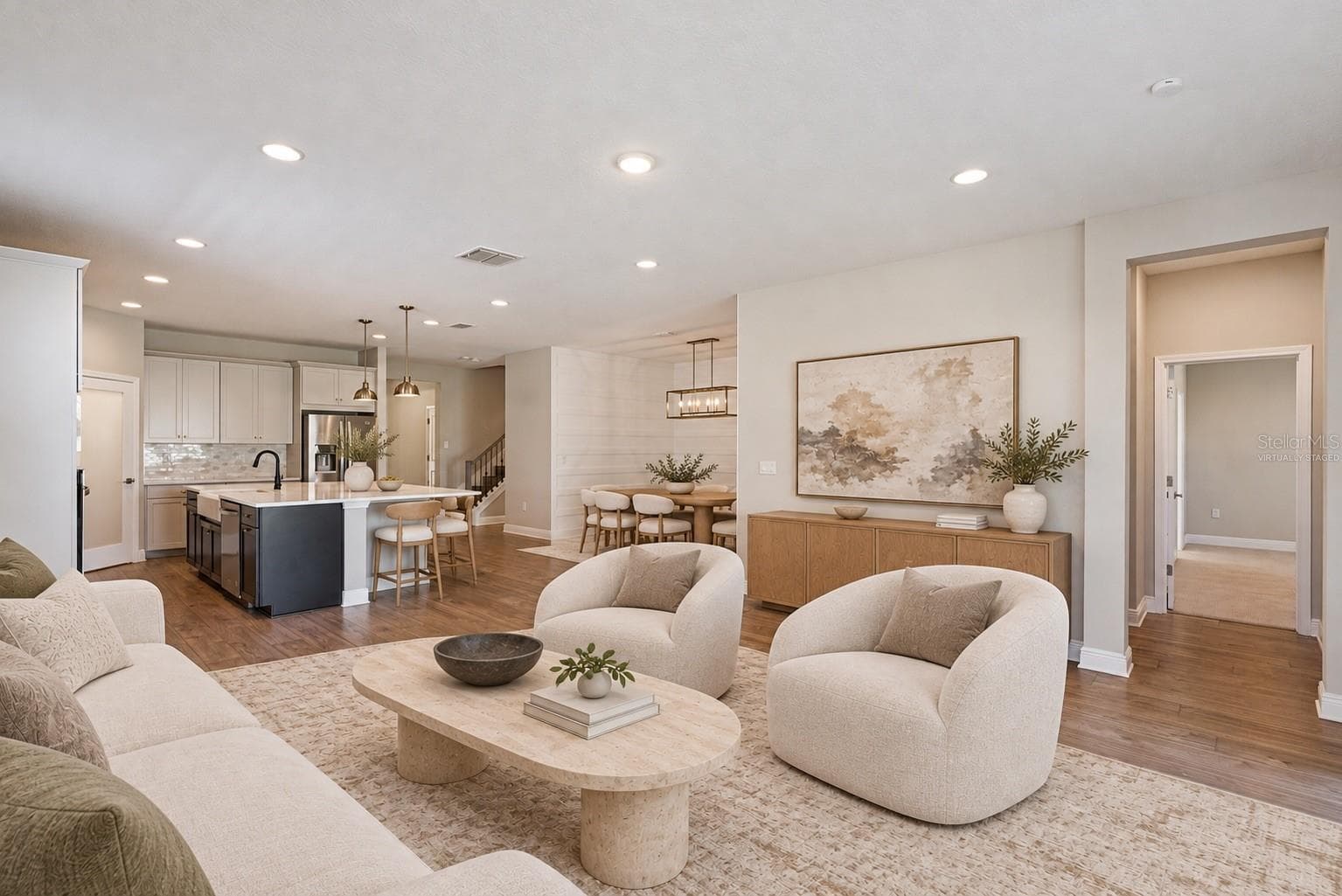Virtually Staged Kitchen/family room - 4417 LIONS GATE AVE, CLERMONT
