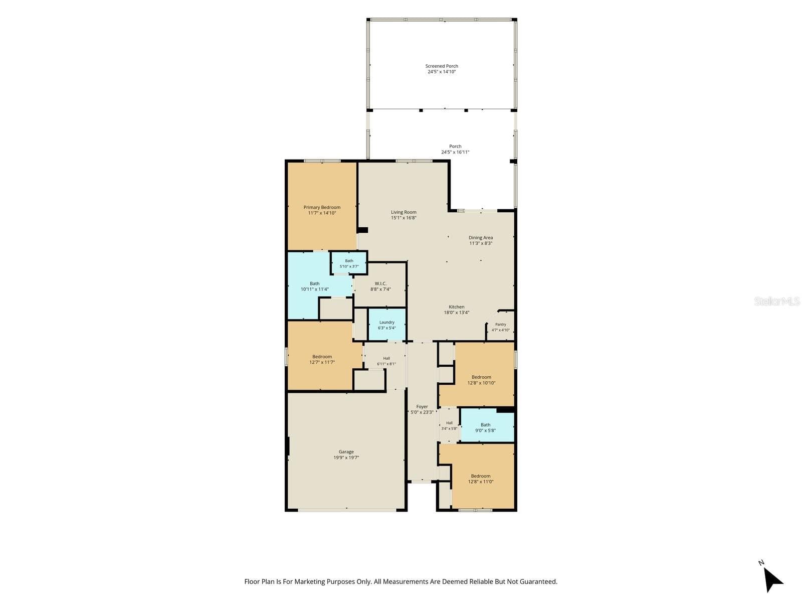 Updated Floor Plan w/ extended screen porch, dimensions are approx. - 315 W FAIRWAYS VIEW DR, BEVERLY HILLS