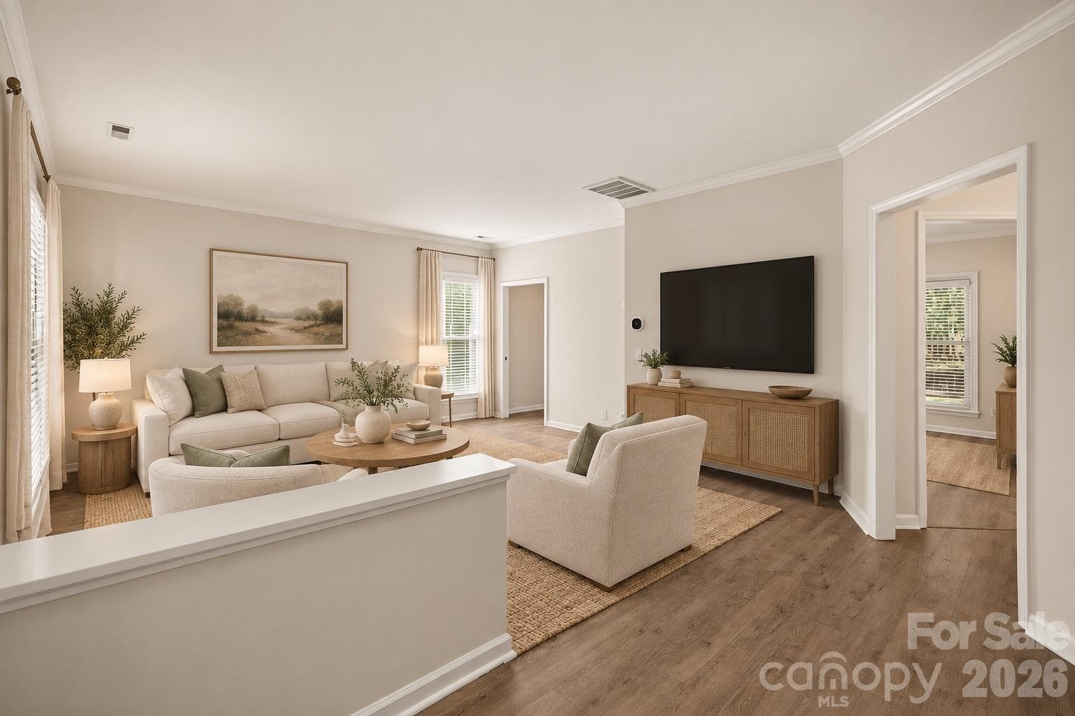 living room-virtually staged - 9732 Whitewood Trail, Charlotte