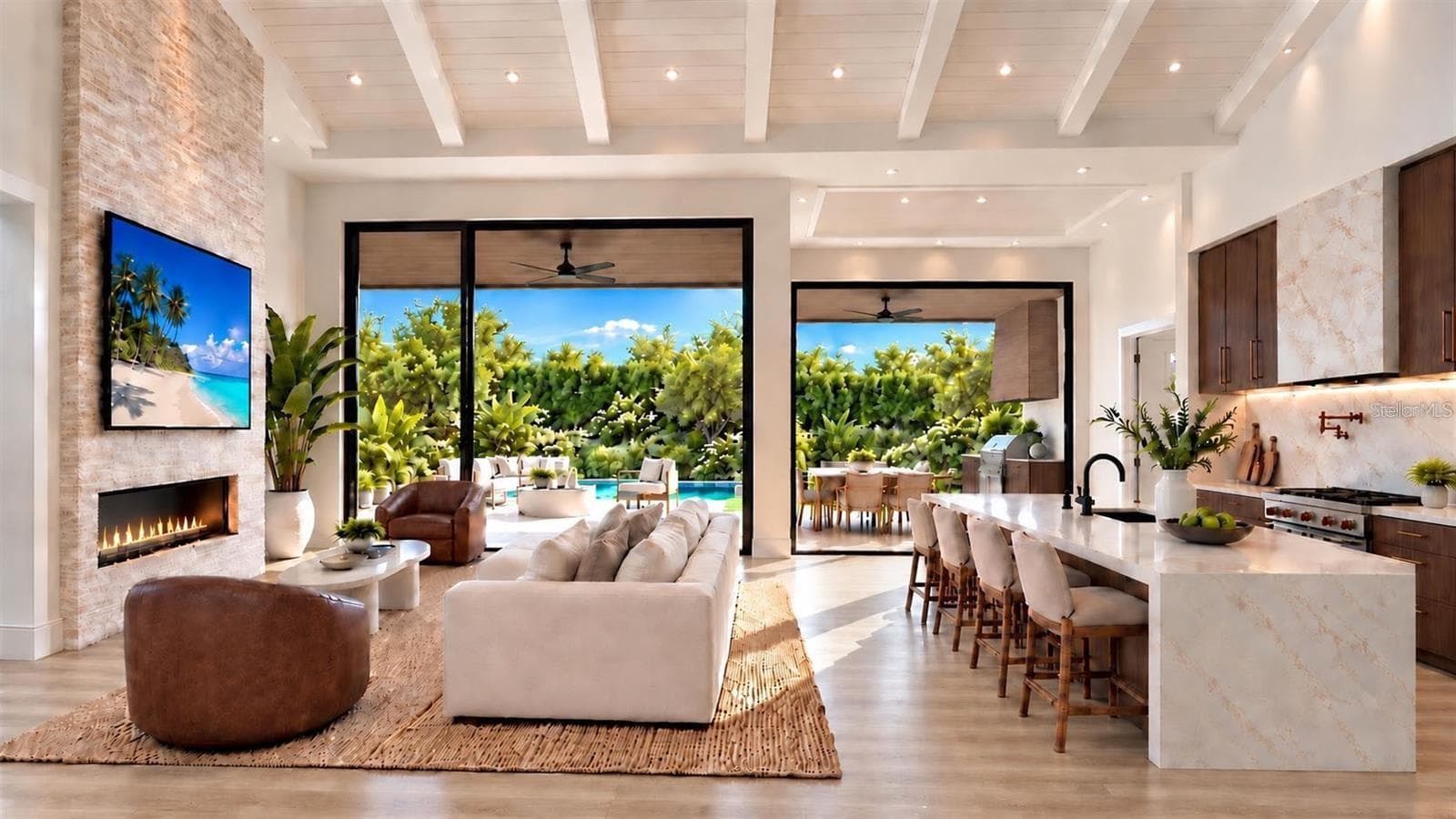 Living room, with virtual staging. - 838 NORSOTA WAY, SARASOTA