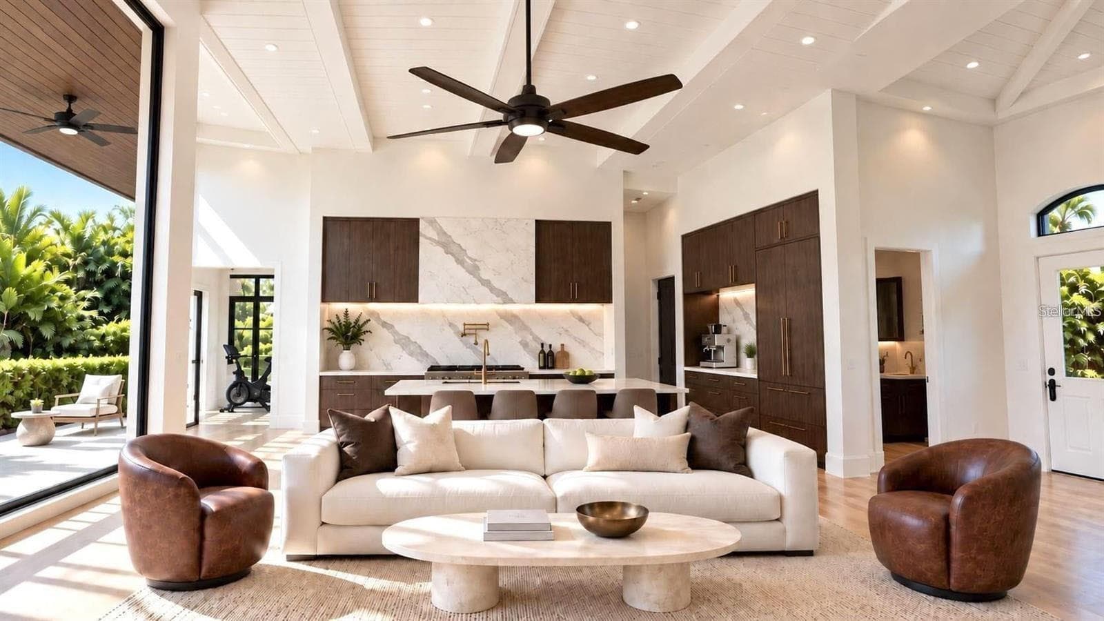 Living room, with virtual staging. - 838 NORSOTA WAY, SARASOTA