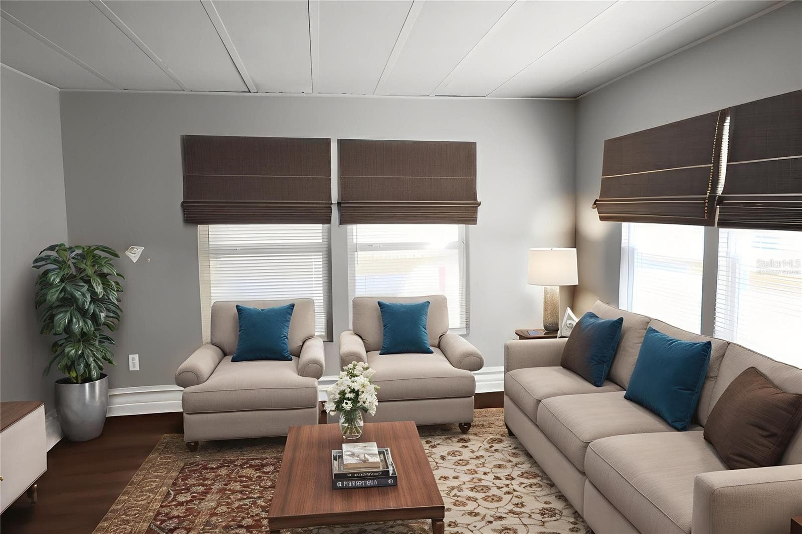 Living Room virtually staged - 6608 ROOSEVELT DR, PORT RICHEY