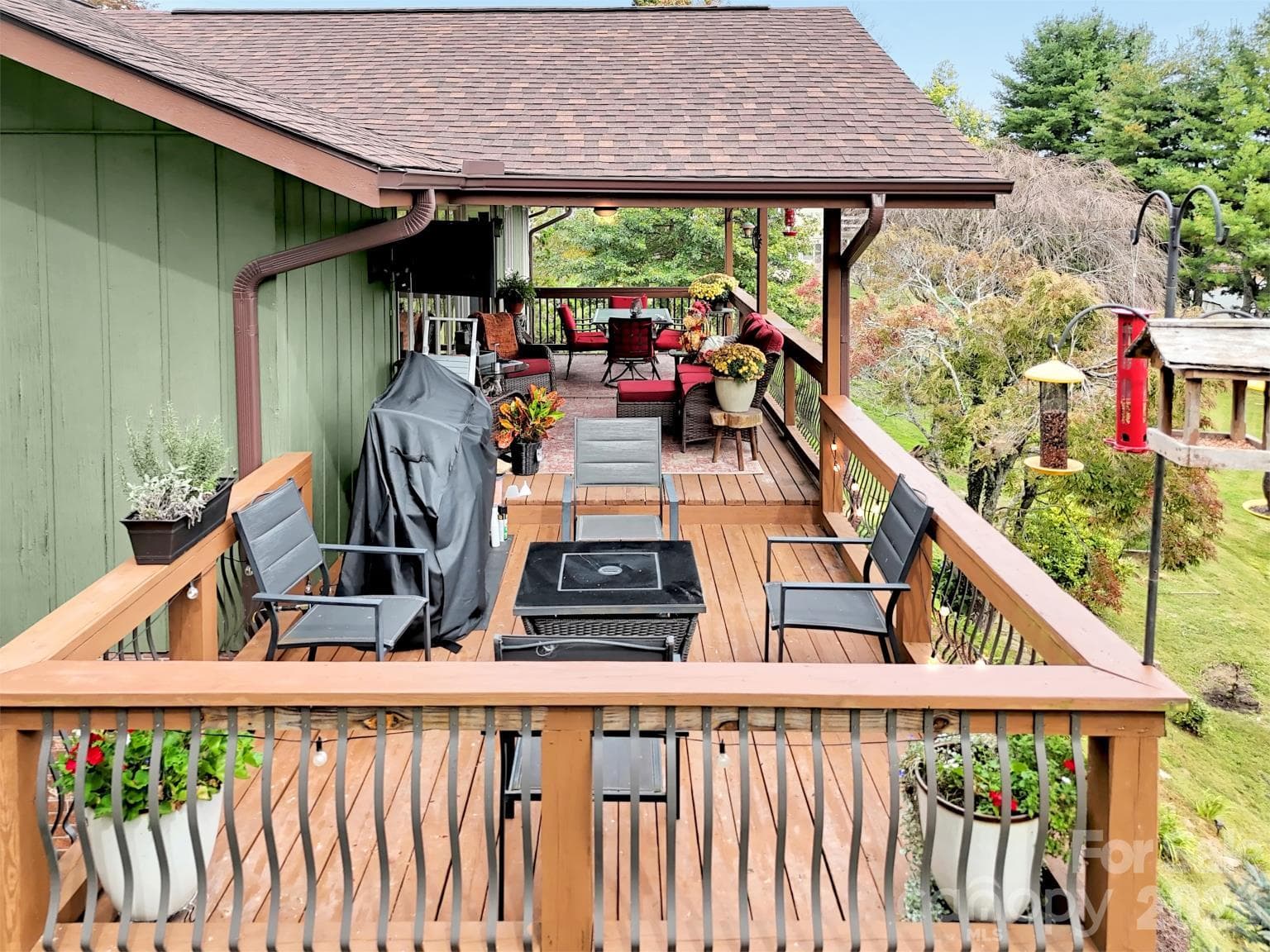 Side of deck from the west. See the Stars at night. Birds play here. - 91 Worsham Drive, Waynesville