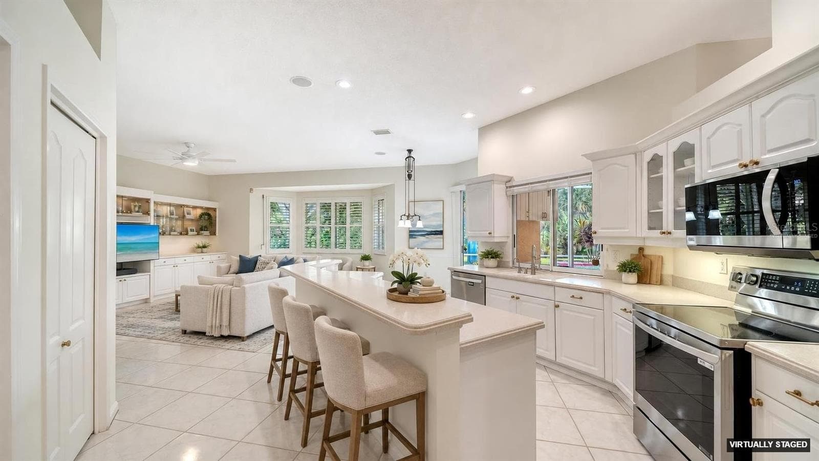Virtually staged kitchen - 9488 HAWKSMOOR LN, SARASOTA