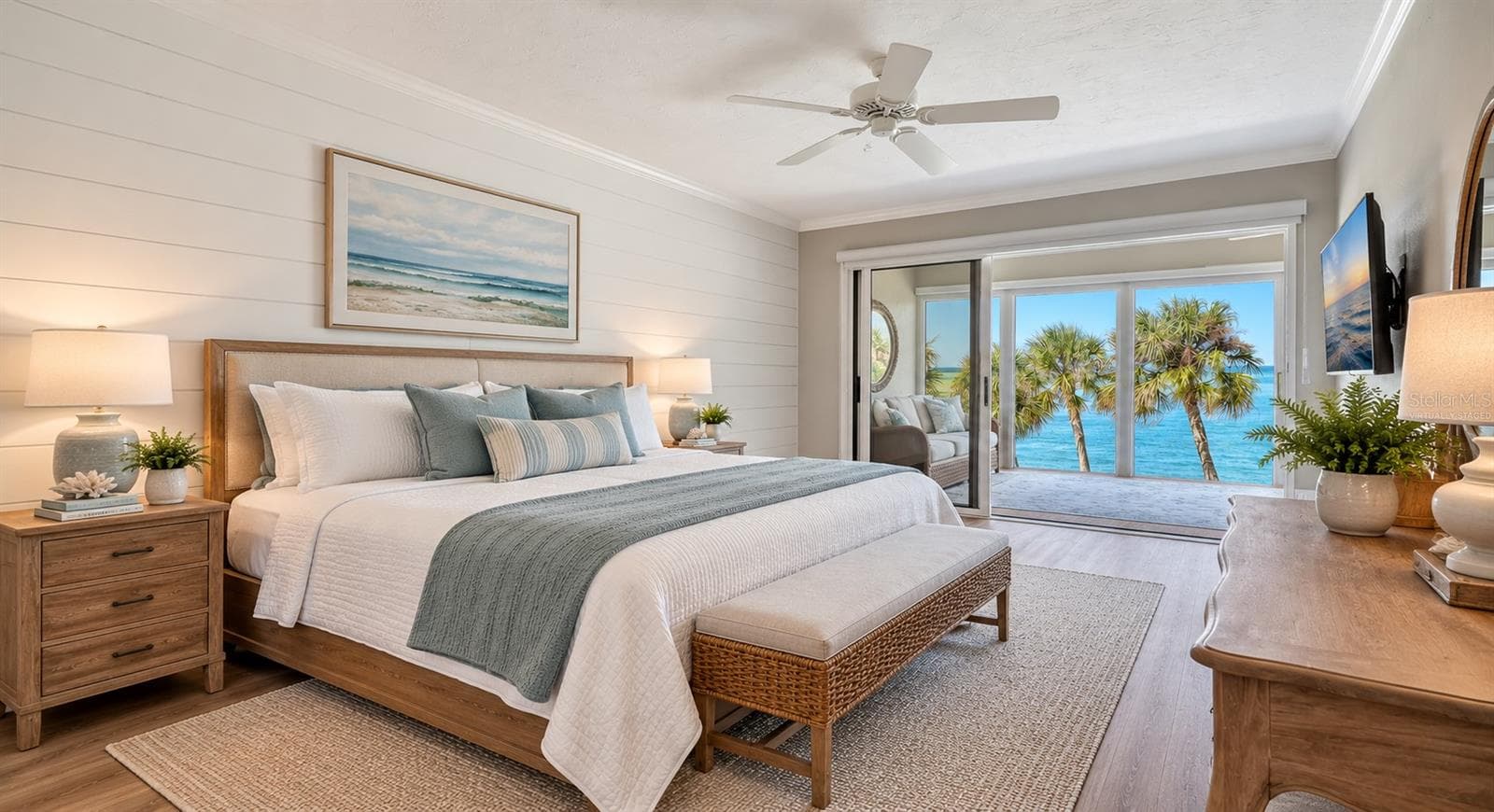 Primary Bedroom virtually staged - 4712 OCEAN BLVD #W5, SARASOTA