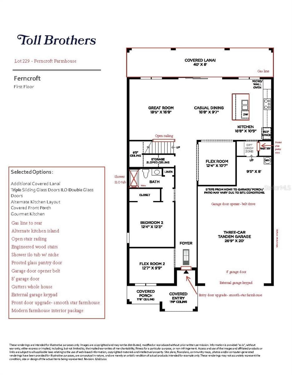 First floor layout with upgrades - 2771 ARBOR DUNE AVE, APOPKA