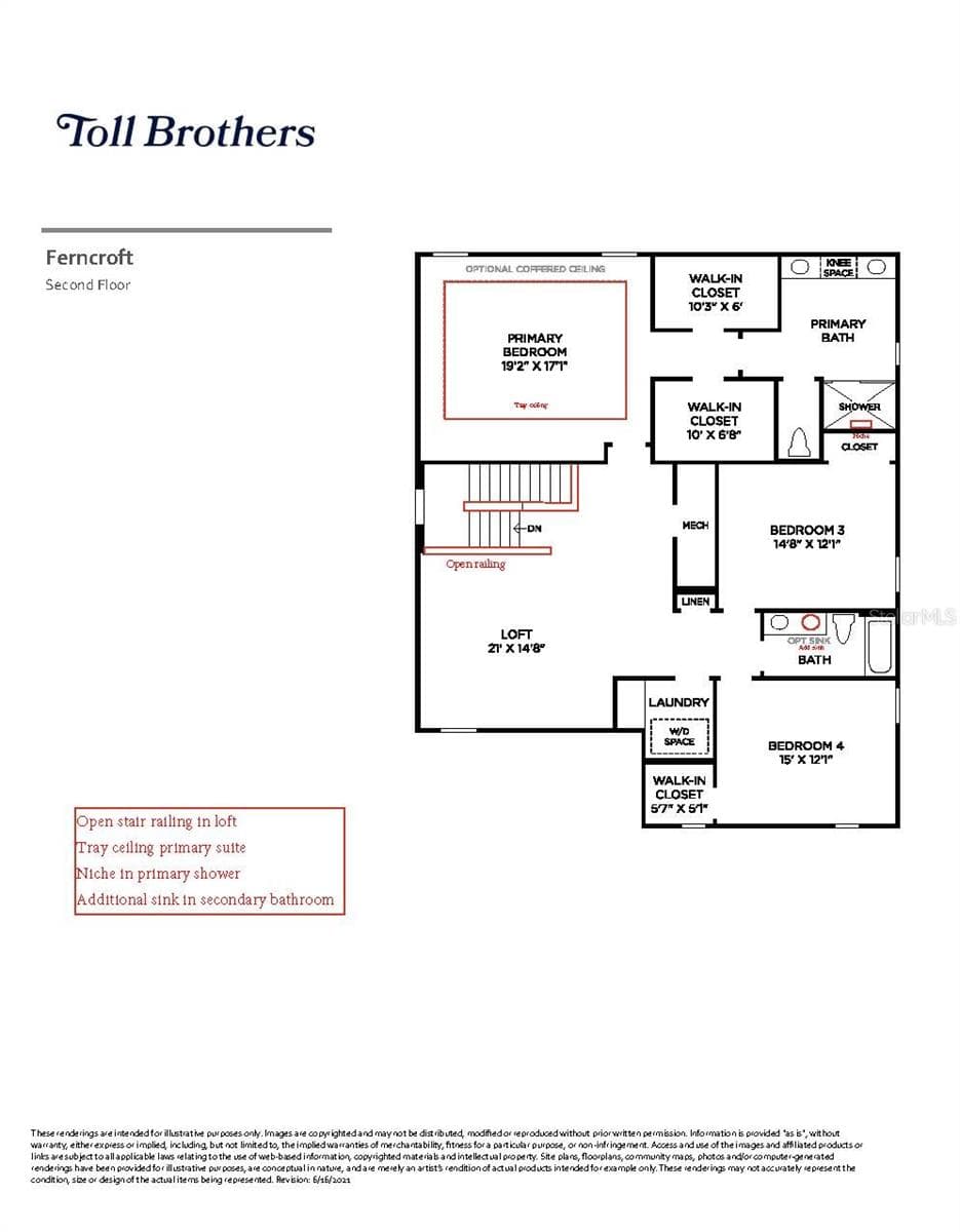 Second floor layout with upgrades - 2771 ARBOR DUNE AVE, APOPKA